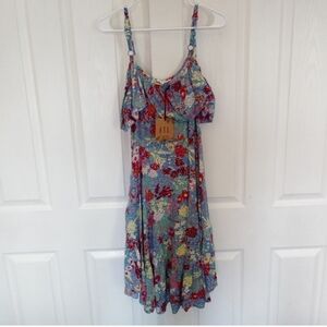 Abel the Label Blue Floral Ruffled MIDI Dress XS